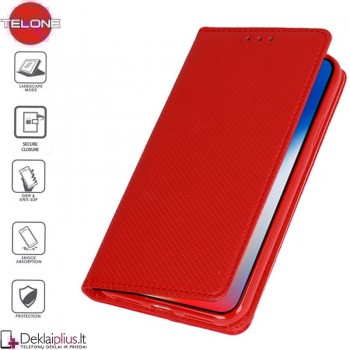 Telone atverčiamas dėklas - raudonas (telefonui Samsung S22 Plus)
